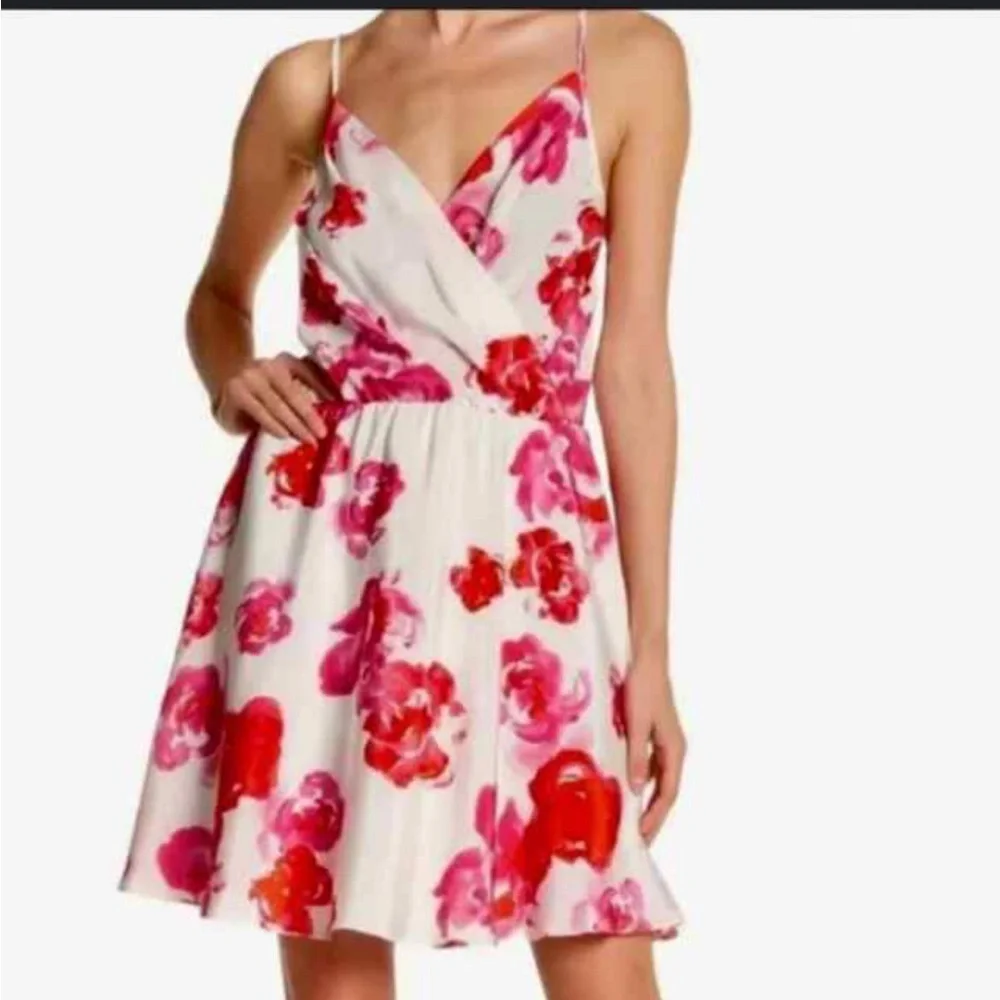 Amanda Uprichard Silk Floral Chelsea Dress Size Small White Pink Red